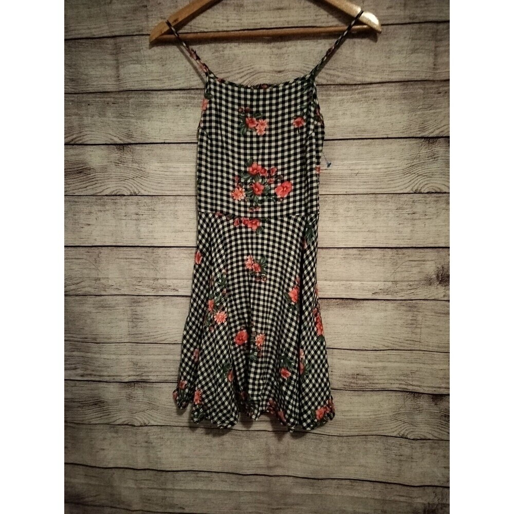 Forever 21 Small Plaid Floral Backless Dress